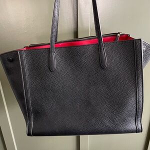 Banana Republic Black Leather Tote with Red Interior